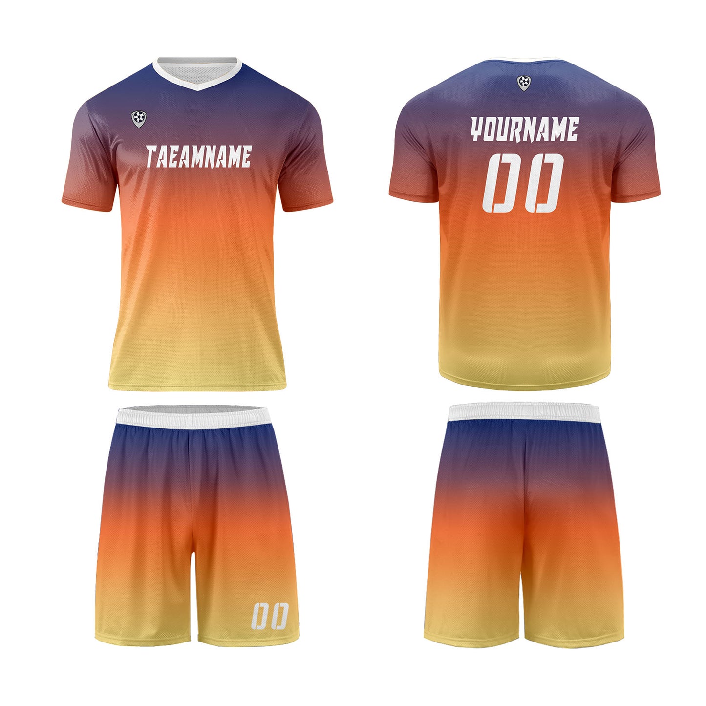 Custom Blue Orange Yellow Uniform Jersey Kids Adults Personalized Set Jersey Shirt