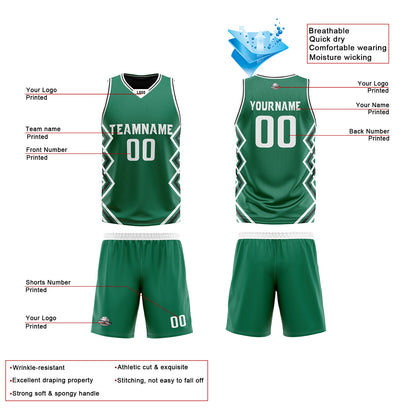 Custom Green Black Reversible Basketball Jersey Uniform Suit Printed Your Logo Name Number