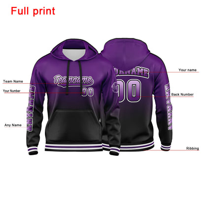 Custom Purple Black  Sweatshirt Hoodie For Men Women Girl Boy Print Your Logo Name Number