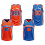 Custom Orange Blue White Reversible Basketball Suit for Adults and Kids Personalized Jersey