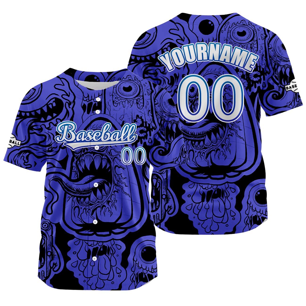 Custom Blue Button Down Baseball Jersey for Men Women Adult Youth Print Name Number Logo