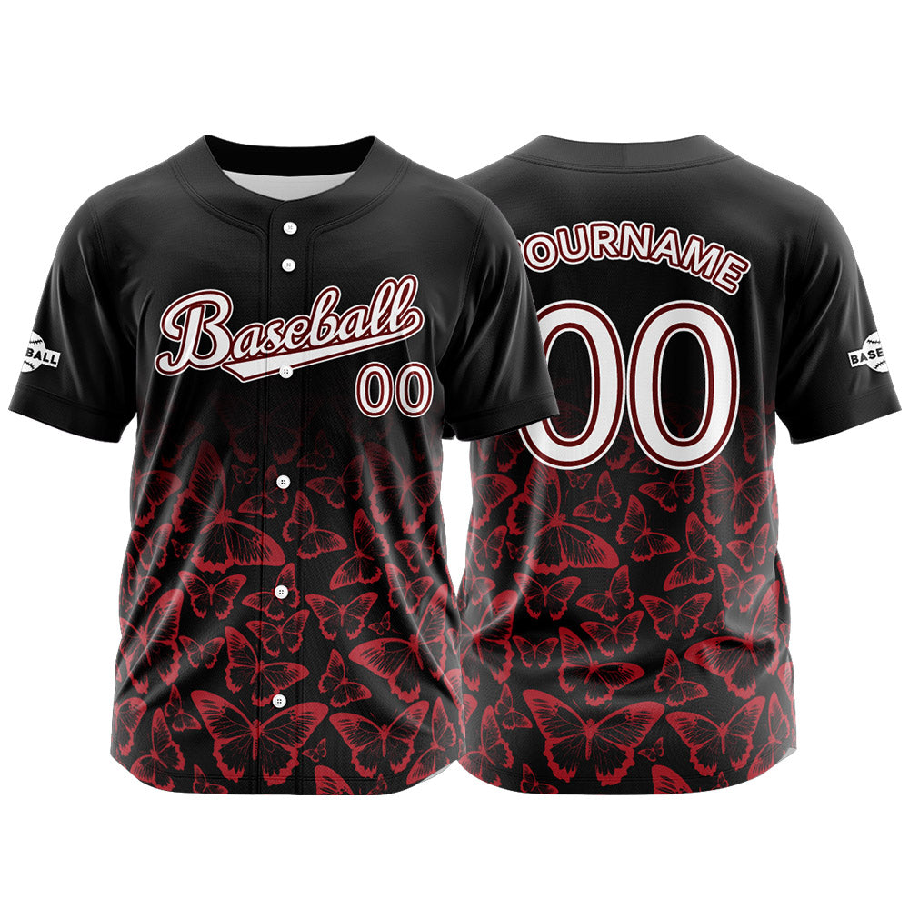 Custom Black Button Down Baseball Jersey for Men Women Adult Youth Print Name Number Logo