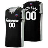 Custom basketball jersey shorts for men and women. Embroidered and printed name, number and logo Black&Grey