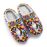 Custom Your Own Personalized Cotton Slippers for Dog Cat Lover Add Any Text Photoes Orange&Pink Block
