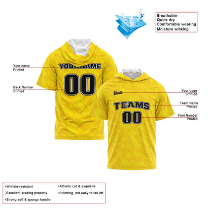 Custom Yellow Short Sleeve Hoodies for Men Women Shirts with Hoods Printed Name Logo