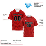 Custom Red Short Sleeve Hoodies for Men Women Shirts with Hoods Printed Name Logo