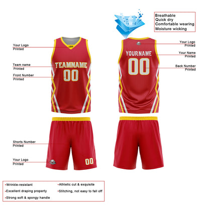Custom Red Black Reversible Basketball Jersey Uniform Suit Printed Your Logo Name Number