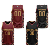 Custom Burgundy Black Reversible Basketball Jersey Uniform Suit Printed Your Logo Name Number