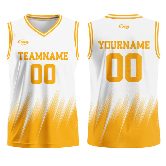 Custom White Yellow Basketball Jersey Uniform Suit Printed Your Logo Name Number