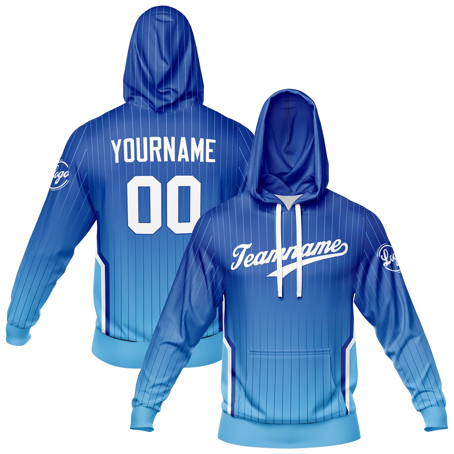 Custom Blue Sports hoodie Sweatshirt Set for Men Women Youth Tops and Pants Set Tracksuit
