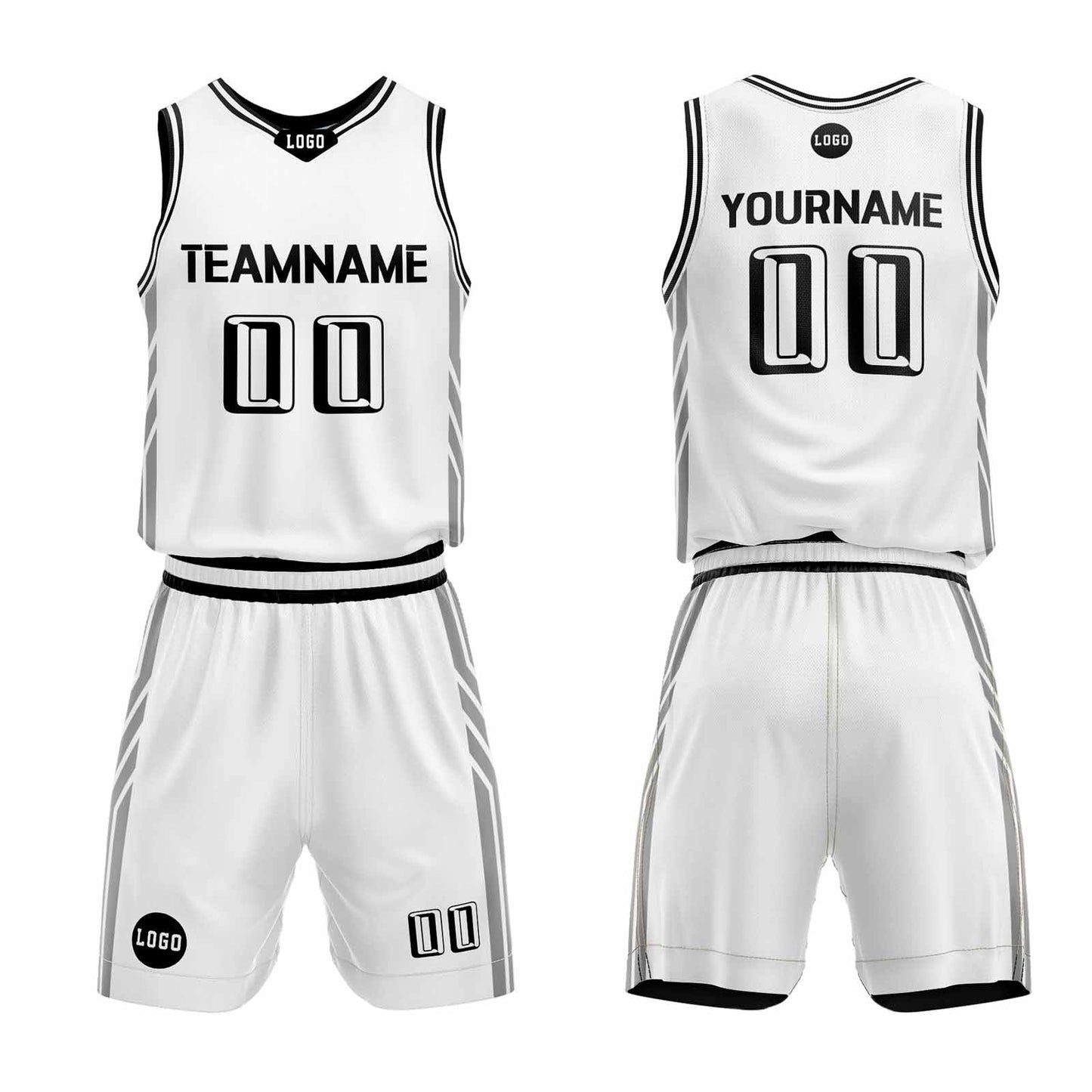 Custom White Basketball Jersey Uniform Suit Printed Your Logo Name Number
