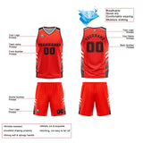 Custom Orange Red White Black Reversible Basketball Suit for Adults and Kids Personalized Jersey