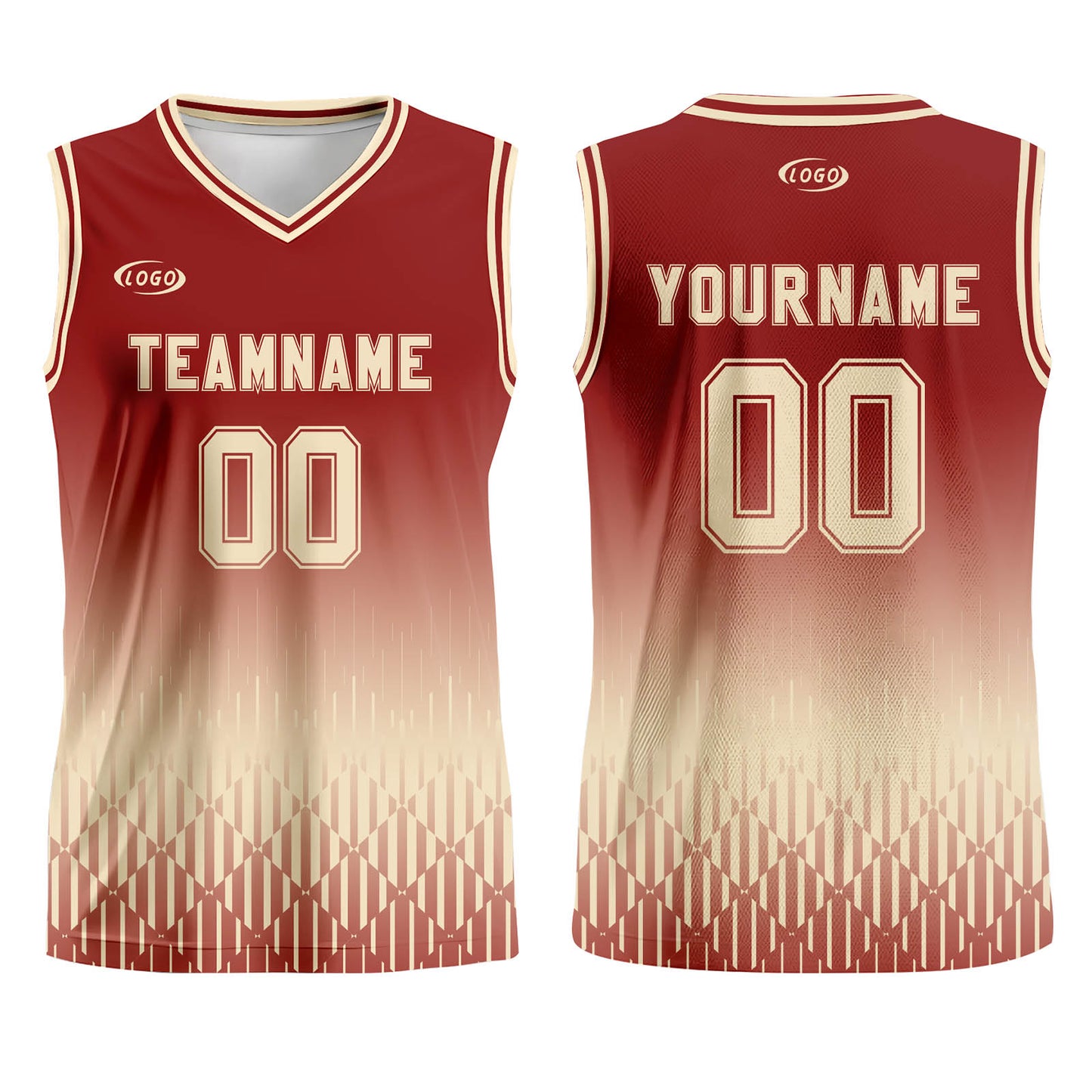 Custom Red Beige Gradient Basketball Jersey Uniform Suit Printed Your Logo Name Number