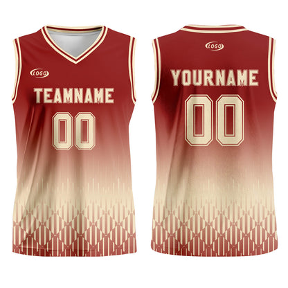 Custom Red Beige Gradient Basketball Jersey Uniform Suit Printed Your Logo Name Number