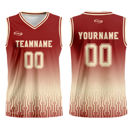 Custom Red Beige Gradient Basketball Jersey Uniform Suit Printed Your Logo Name Number