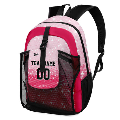 Customize Pink Sports Backpacks Featuring Personalized Names, Numbers and Logos