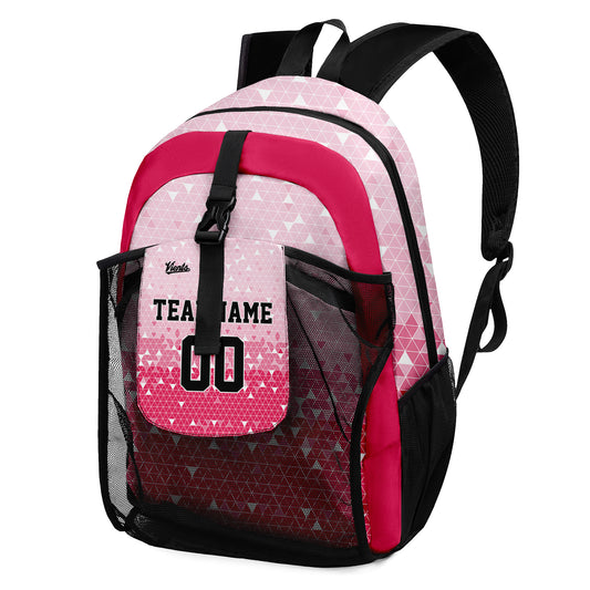 Customize Pink Sports Backpacks Featuring Personalized Names, Numbers and Logos