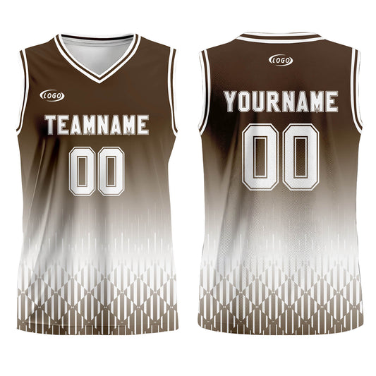 Custom Brown White Gradient Basketball Jersey Uniform Suit Printed Your Logo Name Number