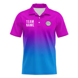 Custom Pink Purple Blue Football Polo Shirts  Add Your Unique Logo/Name/Number