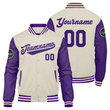 Custom Varsity Jacket Letterman jacket for Men, Women and Youth Purple Cream