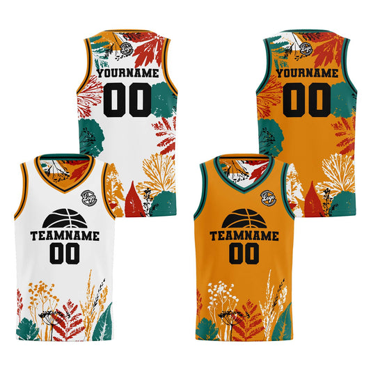 Custom White Orange Reversible Basketball Suit for Adults and Kids Personalized Jersey