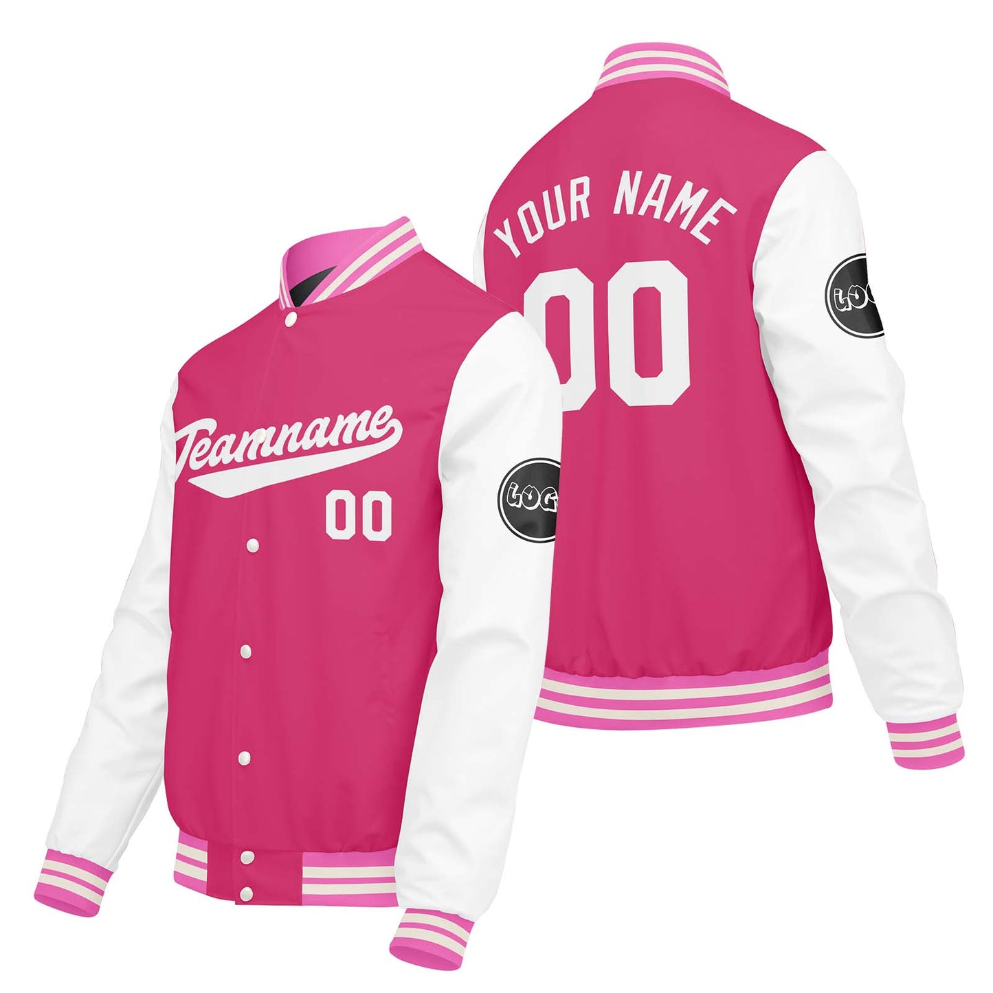 Custom Pink White Varsity Jackets for Men Women Youth Personalized Letterman Jackets