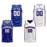 Custom Royal White Reversible Basketball Suit for Adults and Kids Personalized Jersey