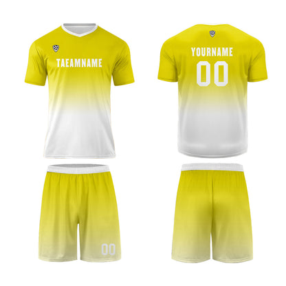 Custom Yellow White Uniform Jersey Kids Adults Personalized Set Jersey Shirt