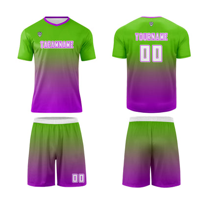 Custom Green Purple Uniform Jersey Kids Adults Personalized Set Jersey Shirt