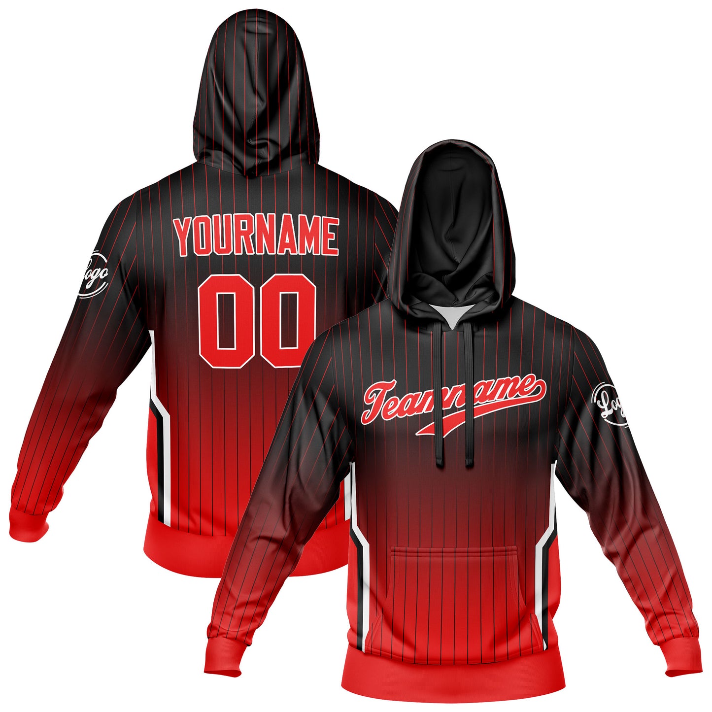 Custom Black Red Sports hoodie Sweatshirt Set for Men Women Youth Tops and Pants Set Tracksuit