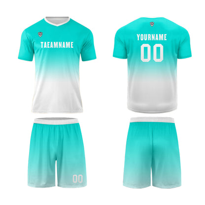 Custom Mint Blue White Uniform Jersey Kids Adults Personalized Set Jersey Shirt