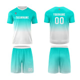 Custom Mint Blue White Uniform Jersey Kids Adults Personalized Set Jersey Shirt