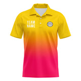 Custom Yellow Hot Pink Football Polo Shirts  Add Your Unique Logo/Name/Number