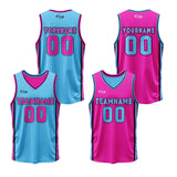 Custom Blue Pink Reversible Basketball Suit for Adults and Kids Personalized Jersey