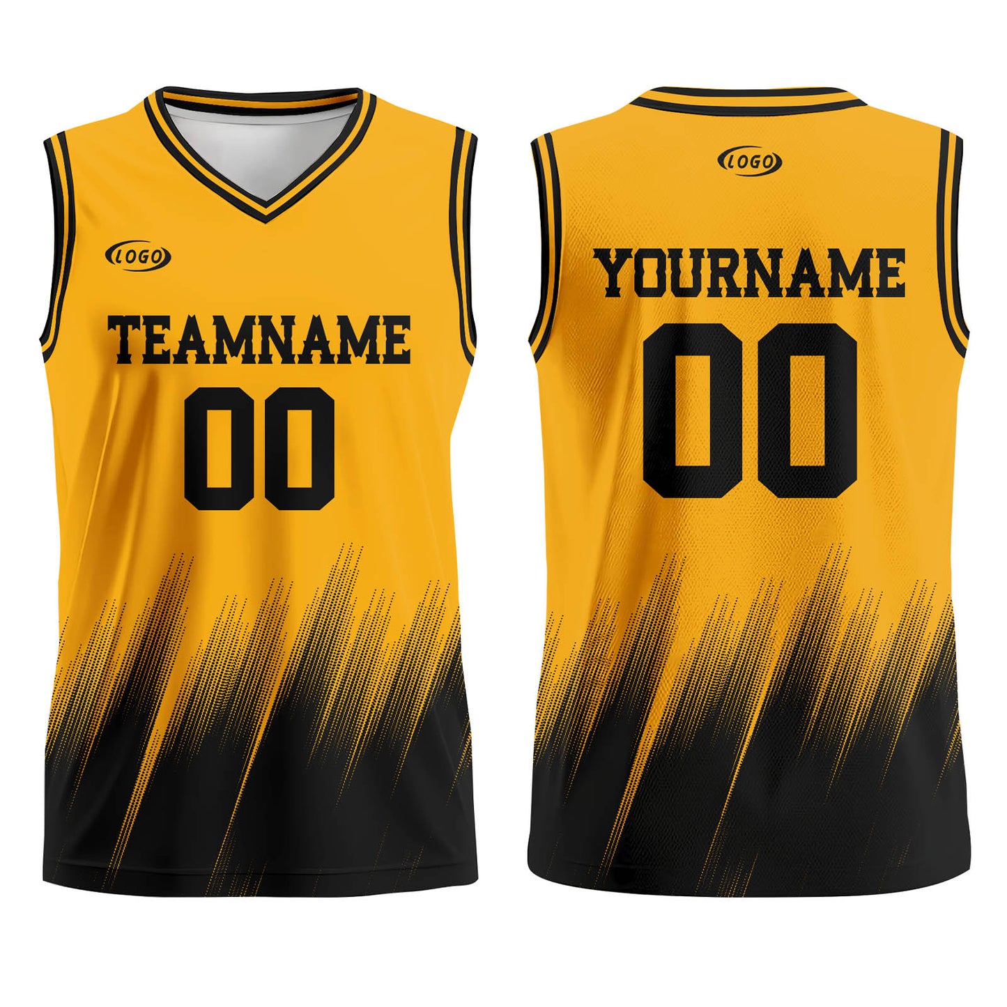Custom Yellow Black Basketball Jersey Uniform Suit Printed Your Logo Name Number