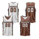 Custom White Brown Reversible Basketball Suit for Adults and Kids Personalized Jersey