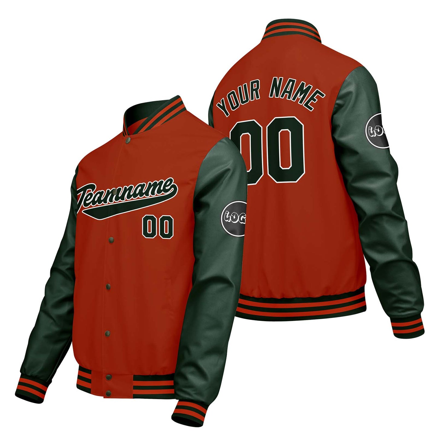 Custom Orange Green Varsity Jackets for Men Women Youth Personalized Letterman Jackets