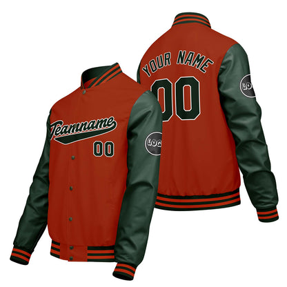 Custom Orange Green Varsity Jackets for Men Women Youth Personalized Letterman Jackets