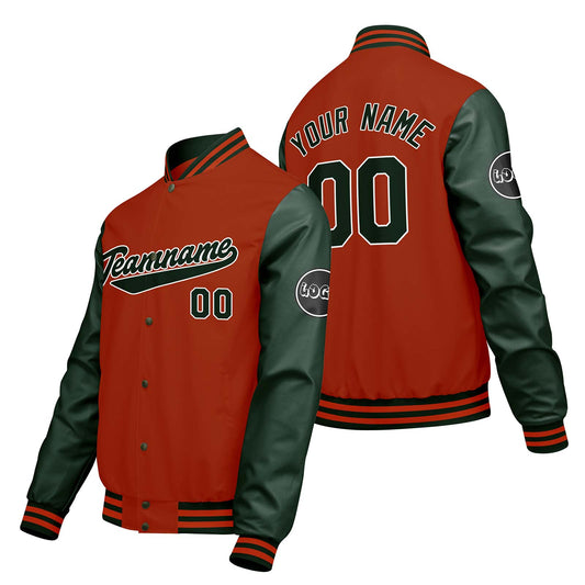 Custom Orange Green Varsity Jackets for Men Women Youth Personalized Letterman Jackets