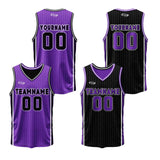 Custom Purple Black Reversible Basketball Suit for Adults and Kids Personalized Jersey