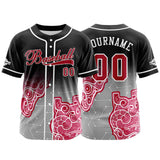 Custom Black Pink Button Down Baseball Jersey for Men Women Adult Youth Print Name Number Logo