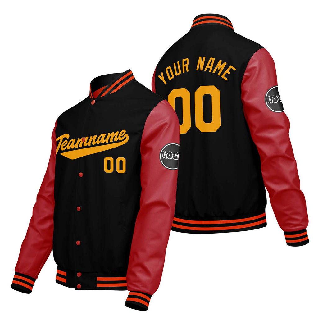 Custom Black Red Varsity Jackets for Men Women Youth Personalized Letterman Jackets