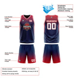 Custom Navy Red Reversible Basketball Suit for Adults and Kids Personalized Jersey