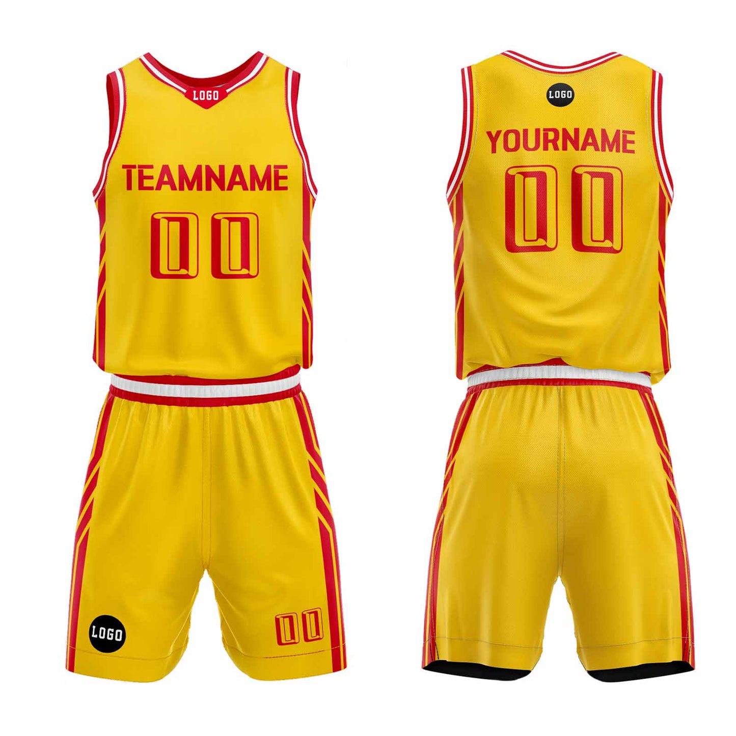 Custom Yellow Basketball Jersey Uniform Suit Printed Your Logo Name Number