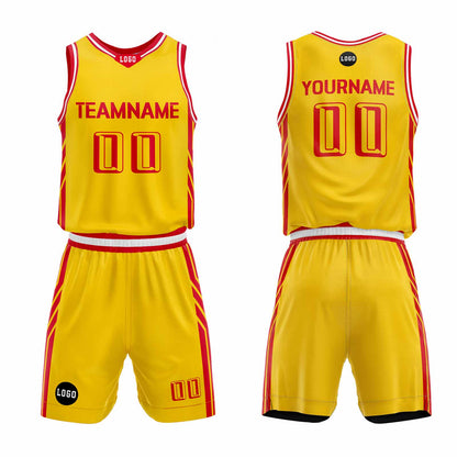Custom Yellow Basketball Jersey Uniform Suit Printed Your Logo Name Number