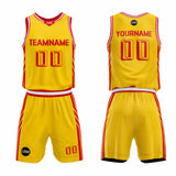 Custom Yellow Basketball Jersey Uniform Suit Printed Your Logo Name Number