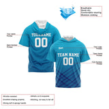 Custom Aqua Short Sleeve Hoodies for Men Women Shirts with Hoods Printed Name Logo