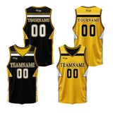 Custom Black Yellow Reversible Basketball Suit for Adults and Kids Personalized Jersey