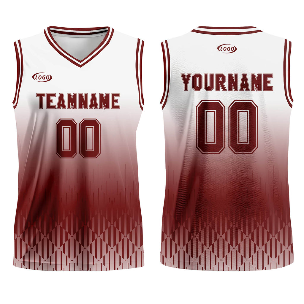 Custom White Red Brown Gradient Basketball Jersey Uniform Suit Printed Your Logo Name Number
