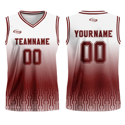 Custom White Red Brown Gradient Basketball Jersey Uniform Suit Printed Your Logo Name Number